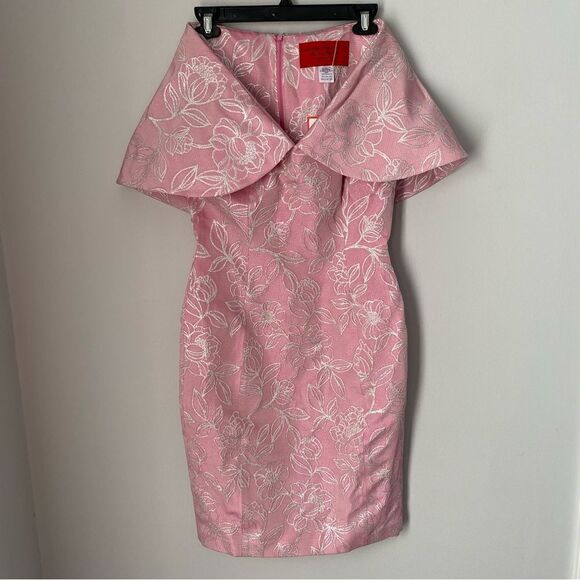 Dresses & Skirts - B Michael America Red Collection Women’s Folded Open Shoulder Midi Pink Dress 8